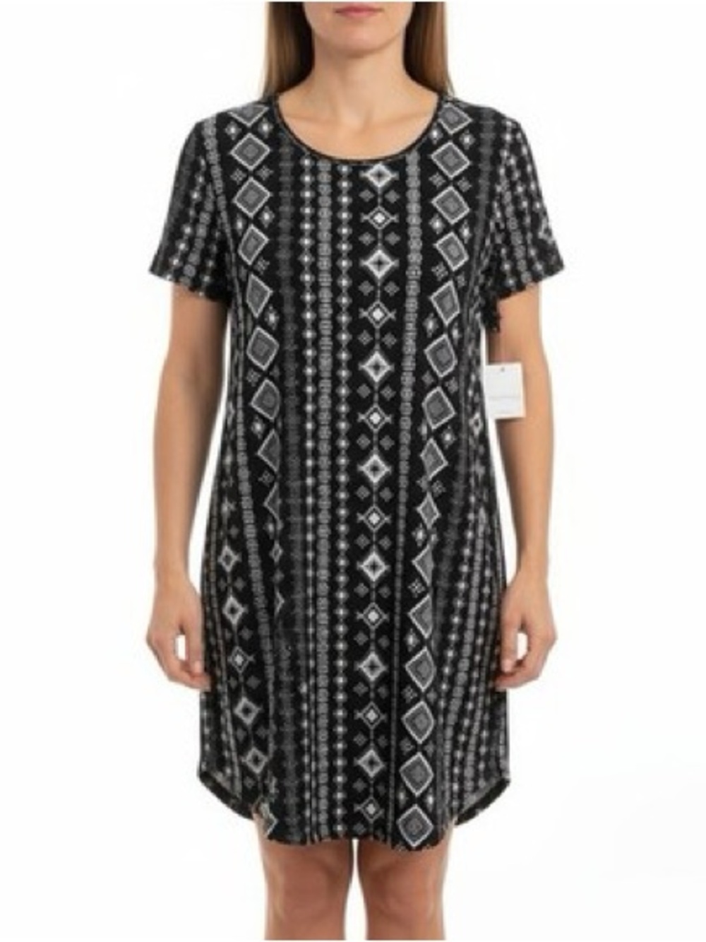 2/$30 Bobbie Brooks Soft Geometric Black & White Pattern Dress Sz. XL #2384